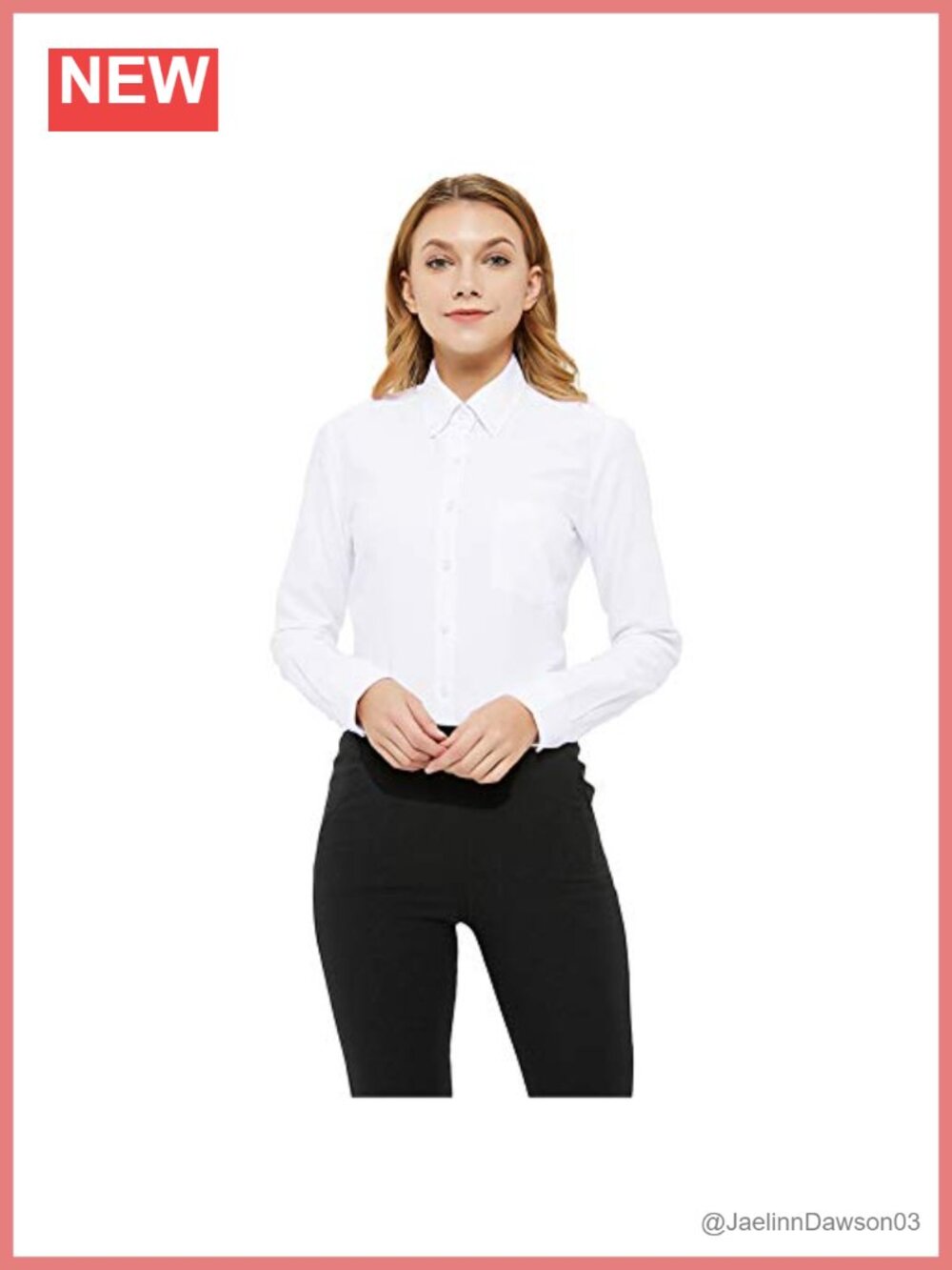 Women's Oxford Button Down Shirt Long Sleeve Wrinkle Resistant Work Blouse